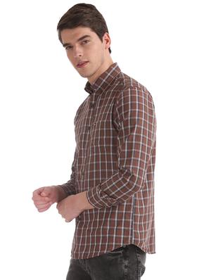 brown checkered casual shirt - 17617127 - Standard Image - 2