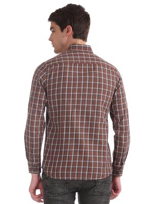 brown checkered casual shirt - 17617127 - Standard Image - 3