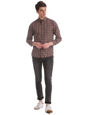 brown checkered casual shirt - 17617127 - Standard Image - 4