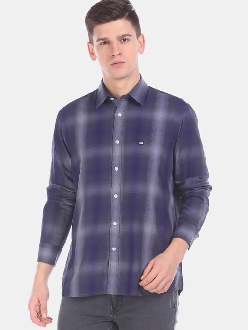 blue checkered casual shirt - 17617133 - Standard Image - 1