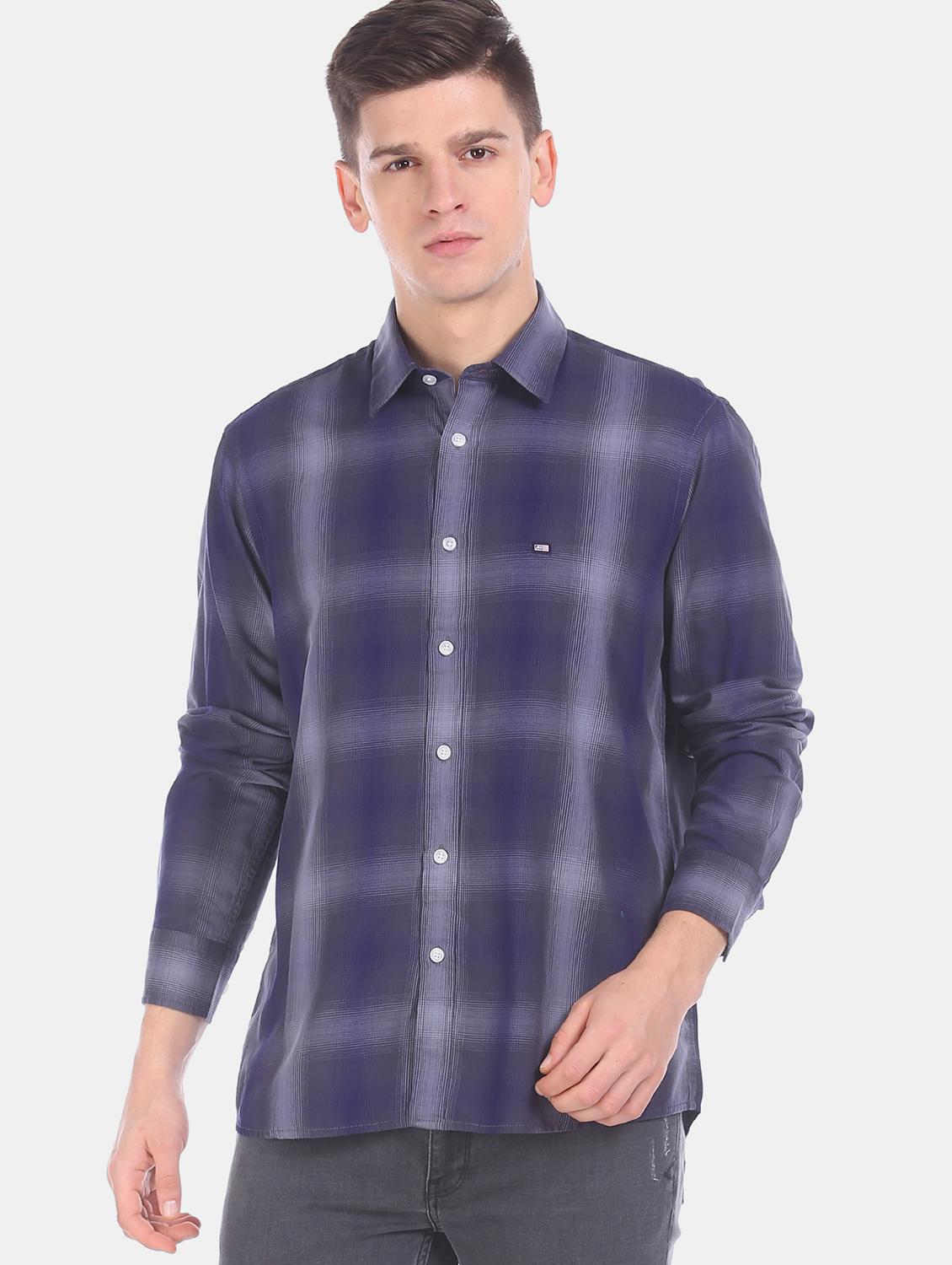 blue checkered casual shirt - 17617133 - Zoom Image - 1