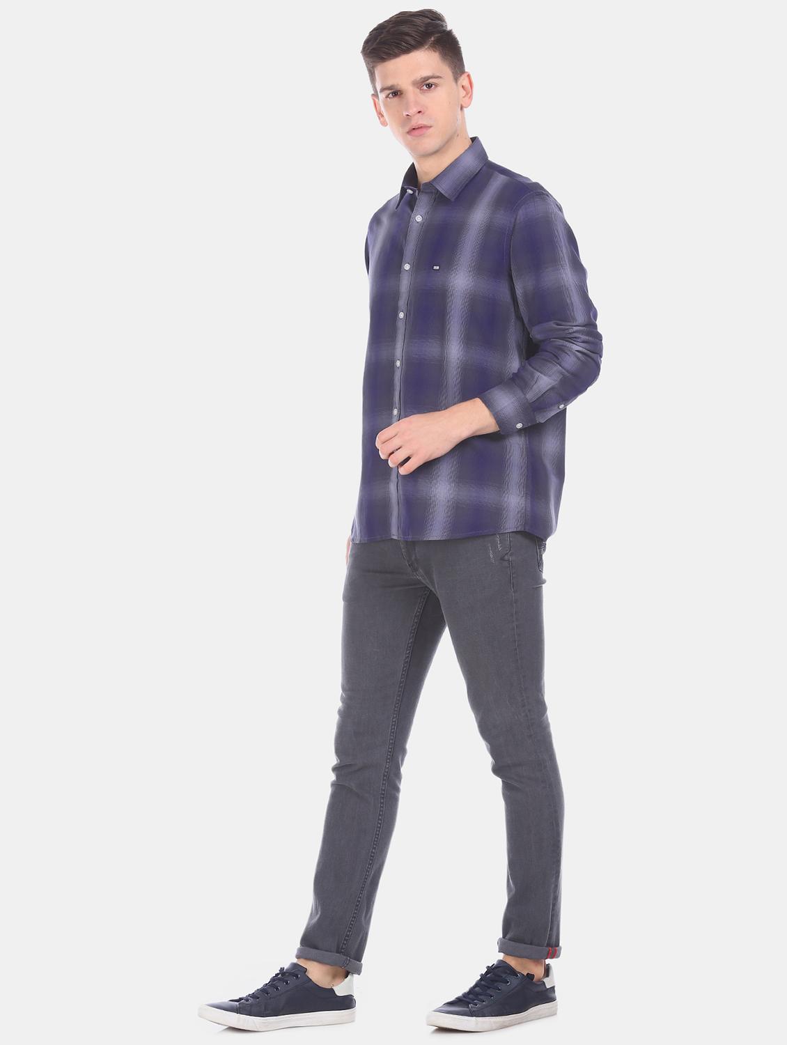 blue checkered casual shirt - 17617133 - Zoom Image - 4