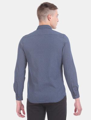 blue printed casual shirt - 17617135 - Standard Image - 3