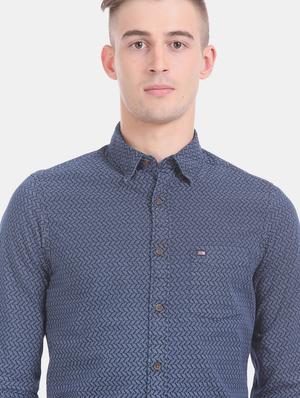 blue printed casual shirt - 17617135 - Standard Image - 5
