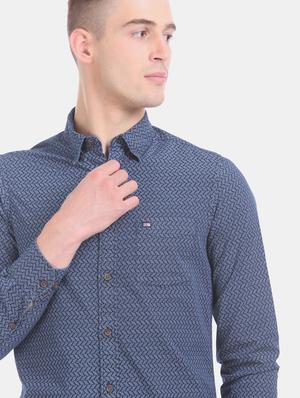 blue printed casual shirt - 17617135 - Standard Image - 6