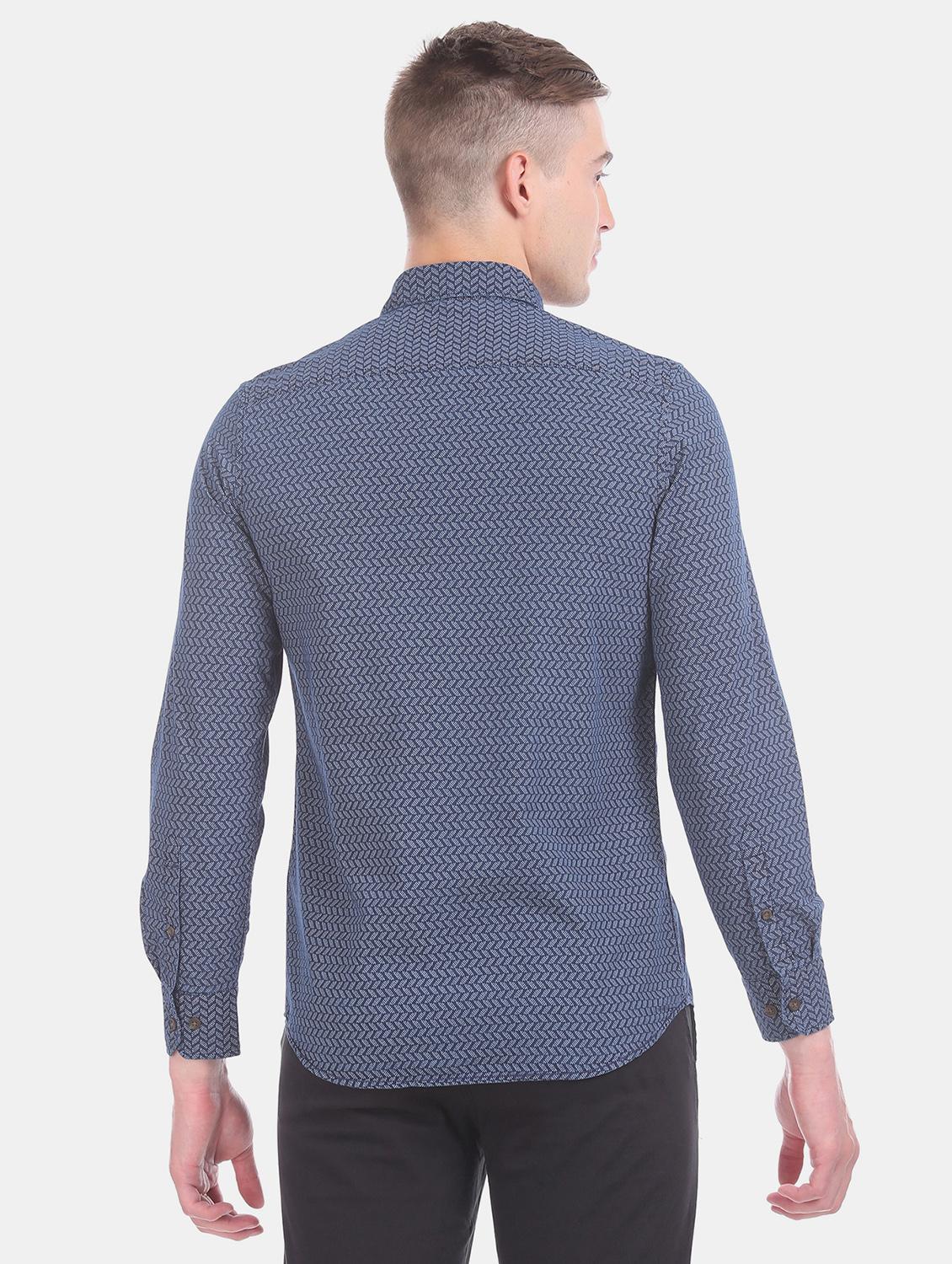 blue printed casual shirt - 17617135 - Zoom Image - 3