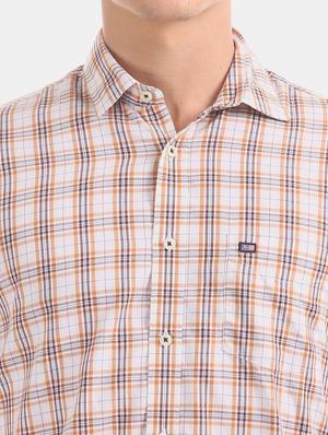 beige checkered casual shirt - 17617144 - Standard Image - 6