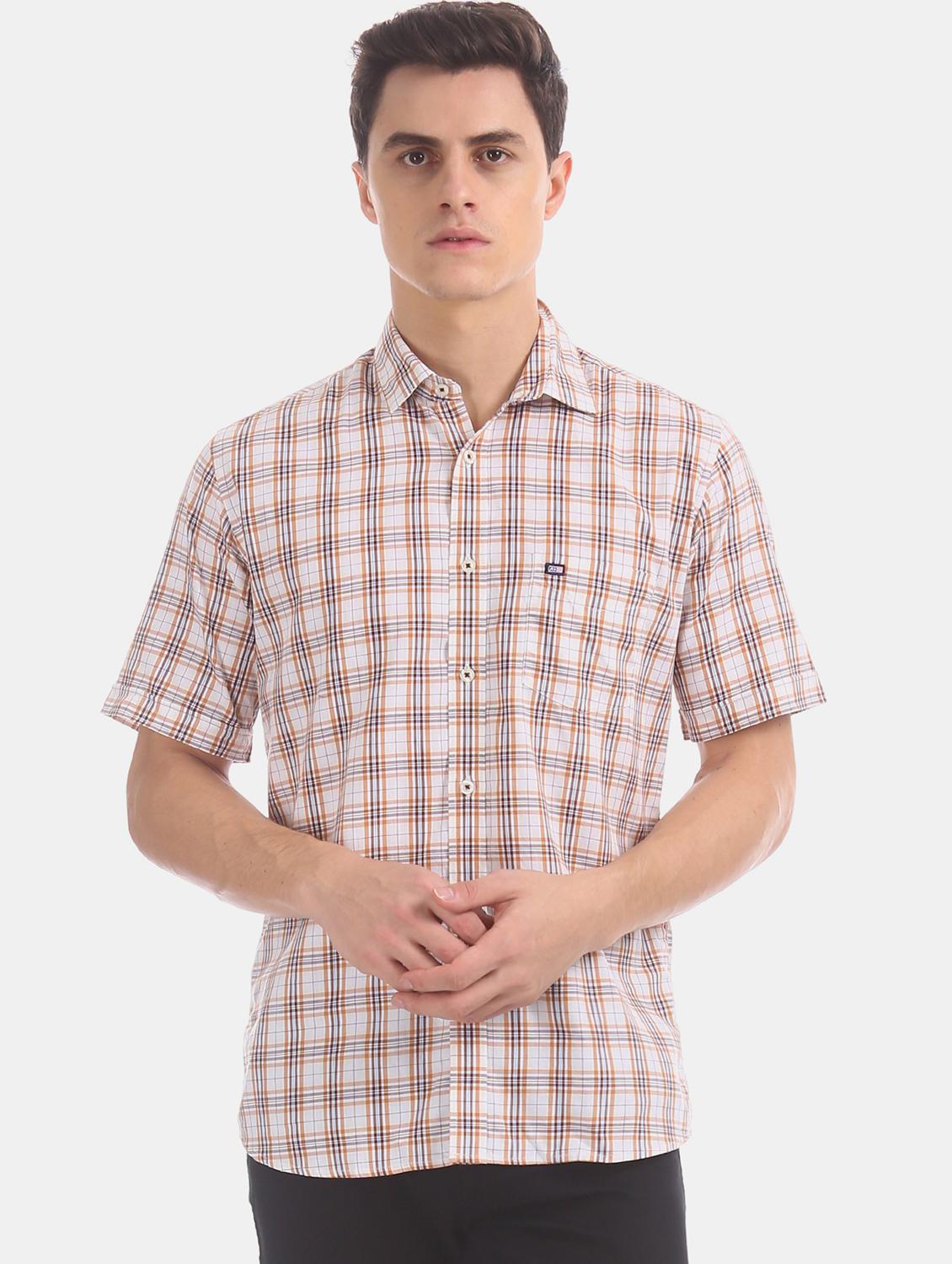 beige checkered casual shirt - 17617144 - Zoom Image - 1