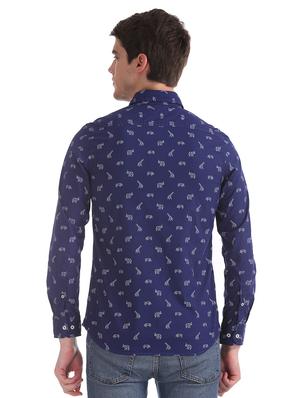 blue printed casual shirt - 17617145 - Standard Image - 3