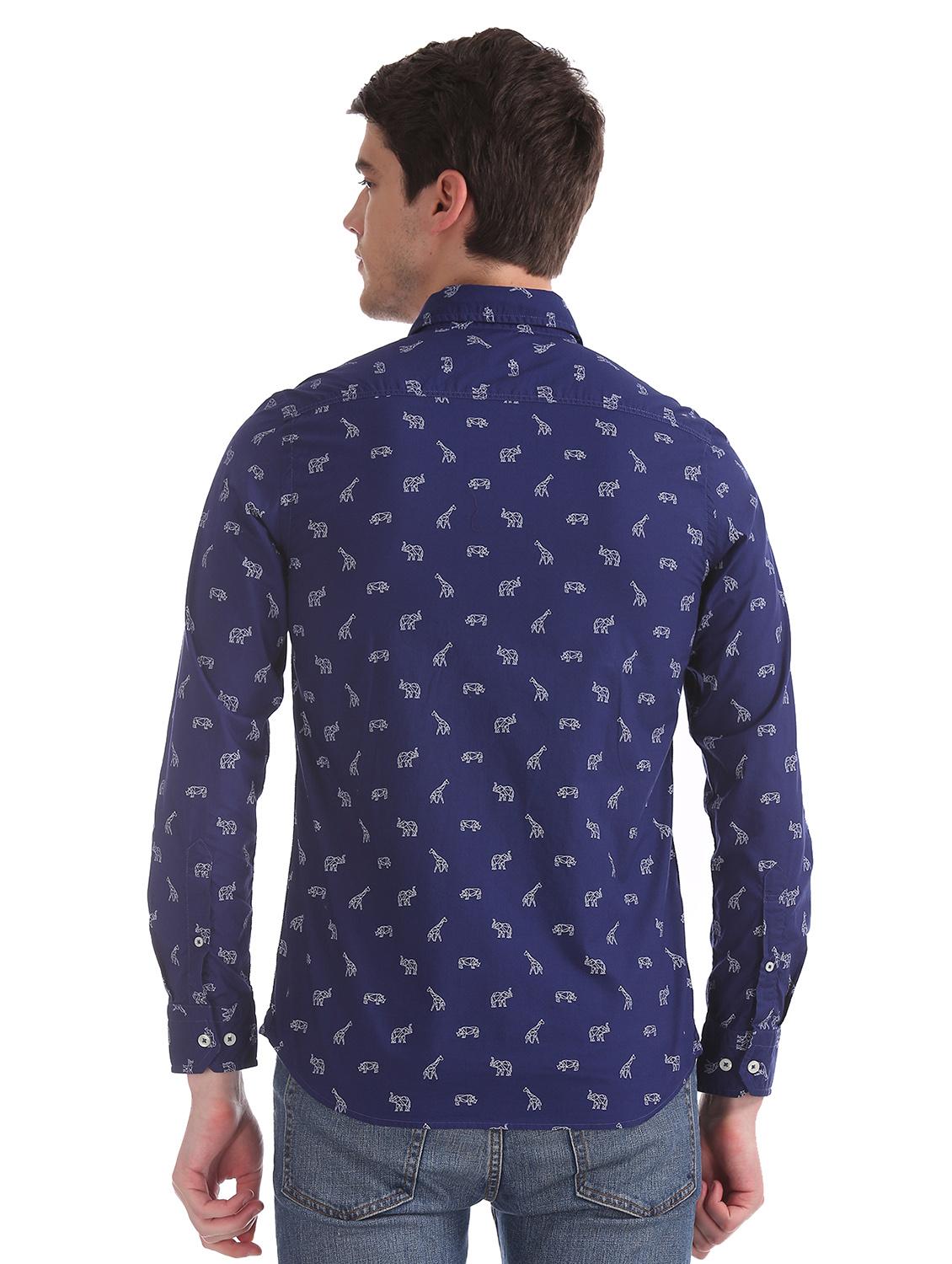 blue printed casual shirt - 17617145 - Zoom Image - 3