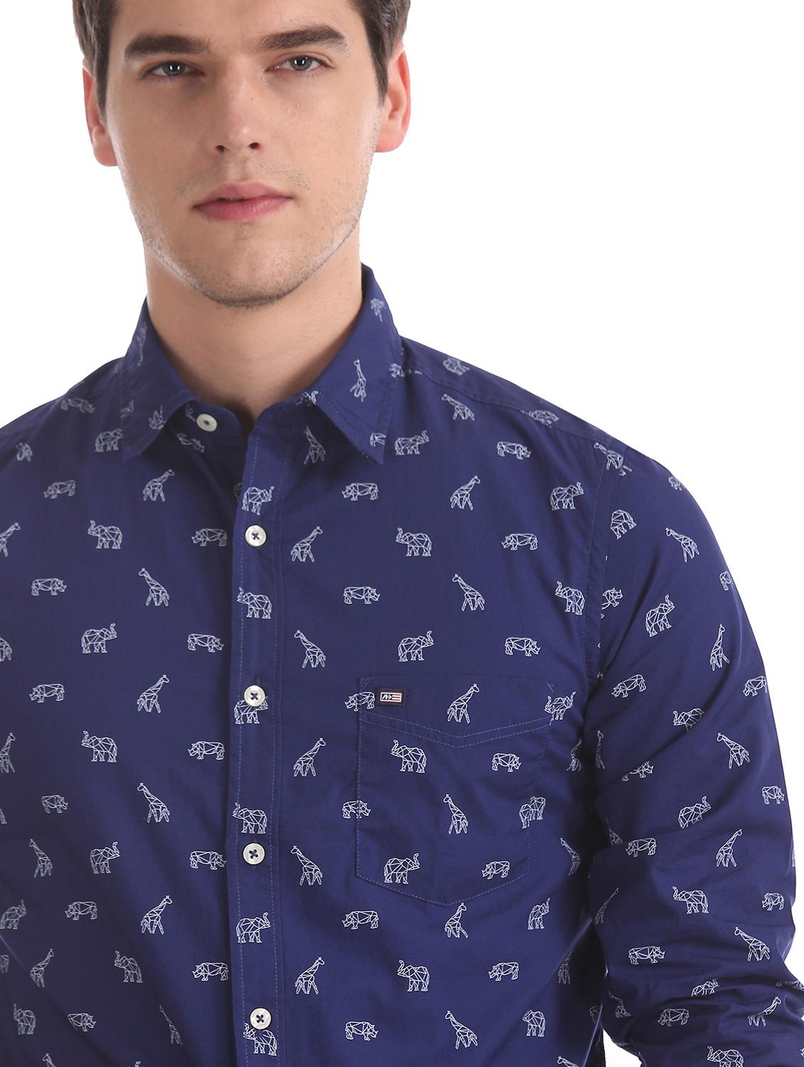 blue printed casual shirt - 17617145 - Zoom Image - 5
