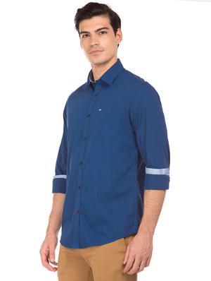 blue solid casual shirt - 17617146 - Standard Image - 2
