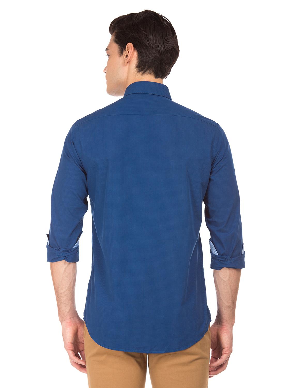 blue solid casual shirt - 17617146 - Zoom Image - 3