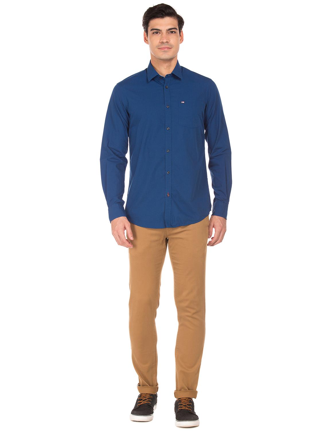 blue solid casual shirt - 17617146 - Zoom Image - 4