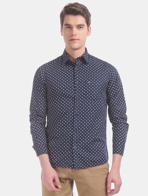 blue printed casual shirt - 17617162 - Standard Image - 1