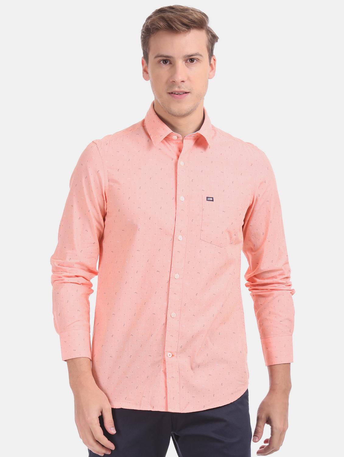 orange printed casual shirt - 17617172 - Zoom Image - 1