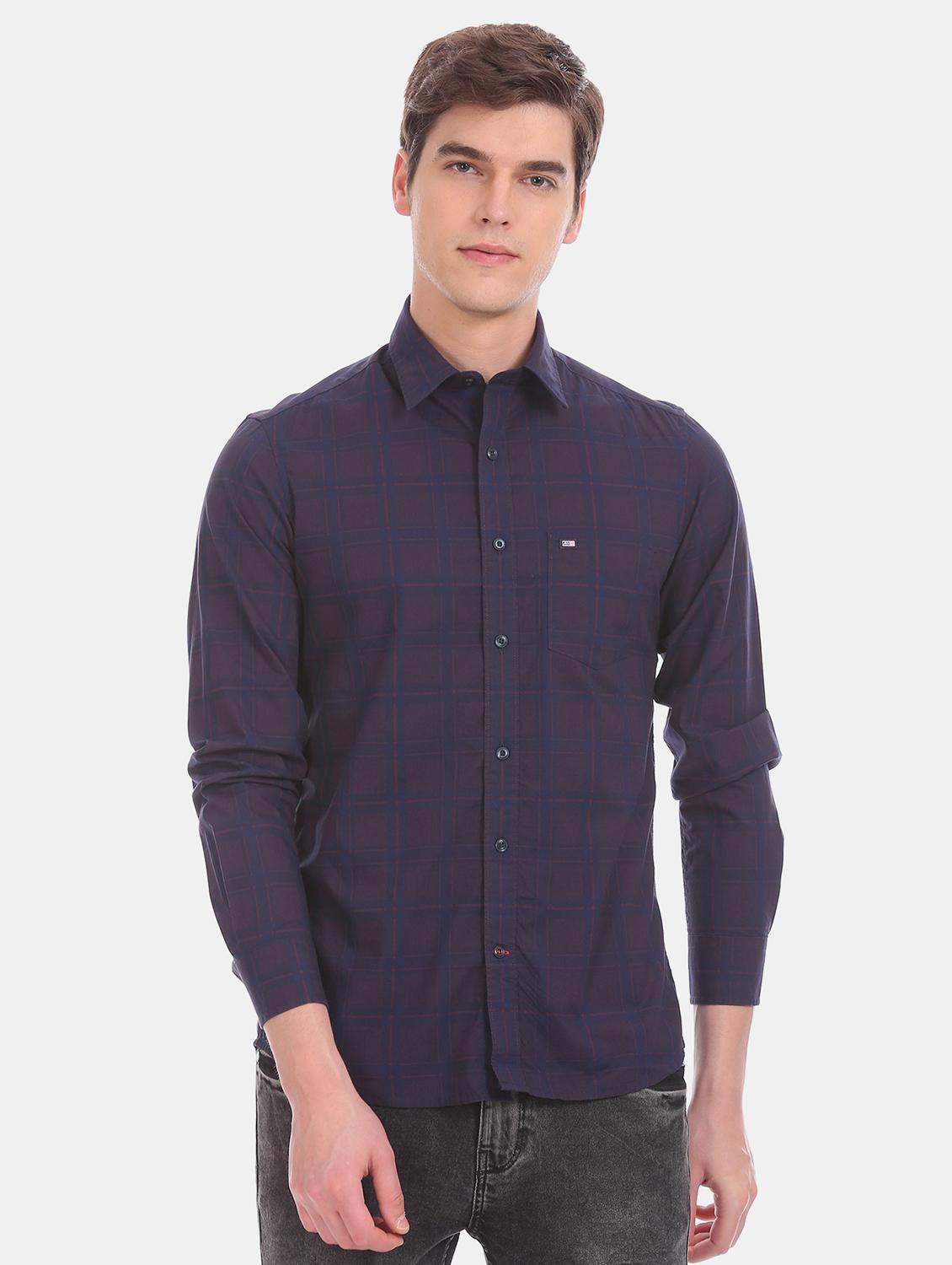 purple checkered casual shirt - 17617182 - Zoom Image - 1