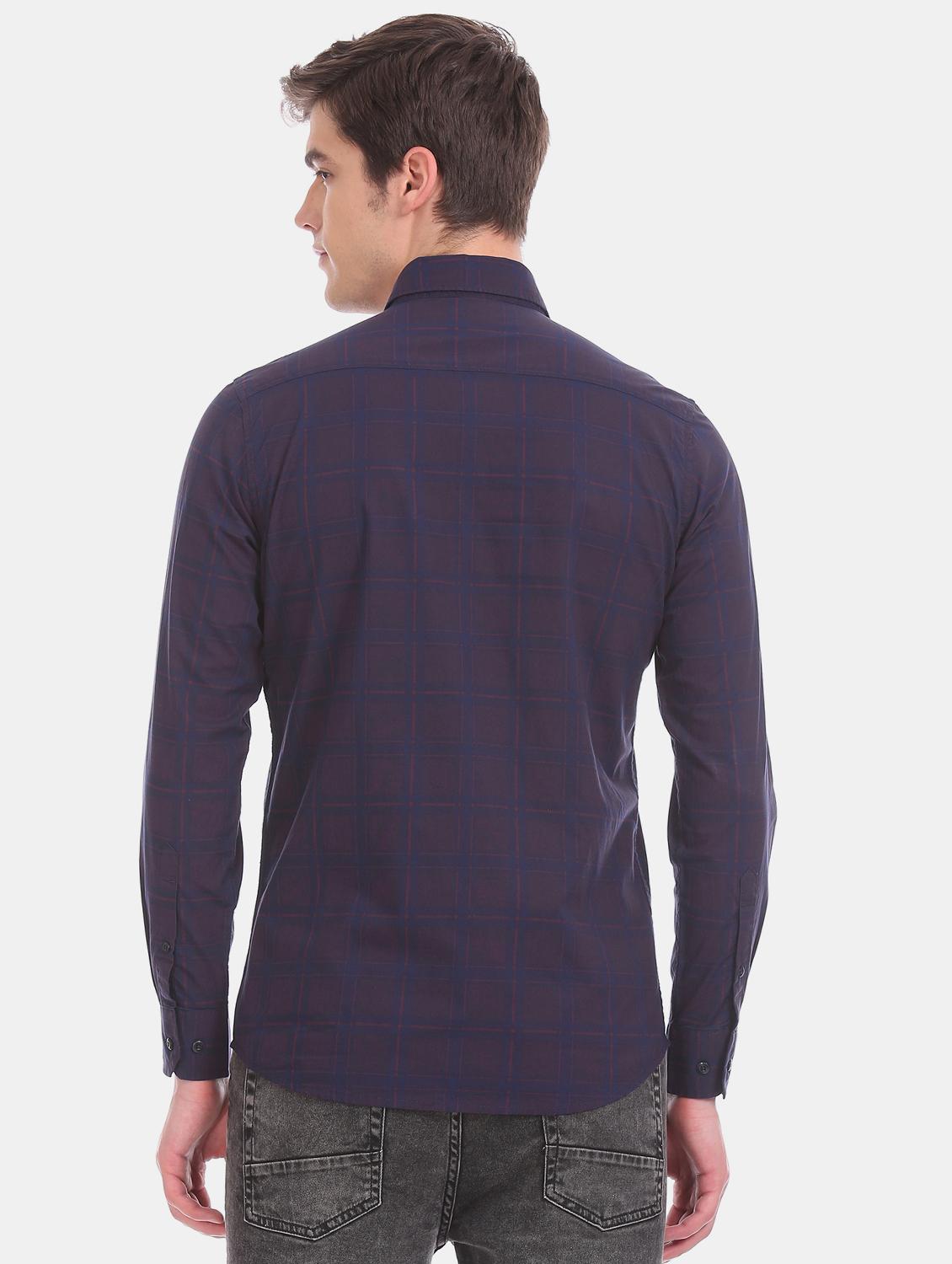 purple checkered casual shirt - 17617182 - Zoom Image - 3