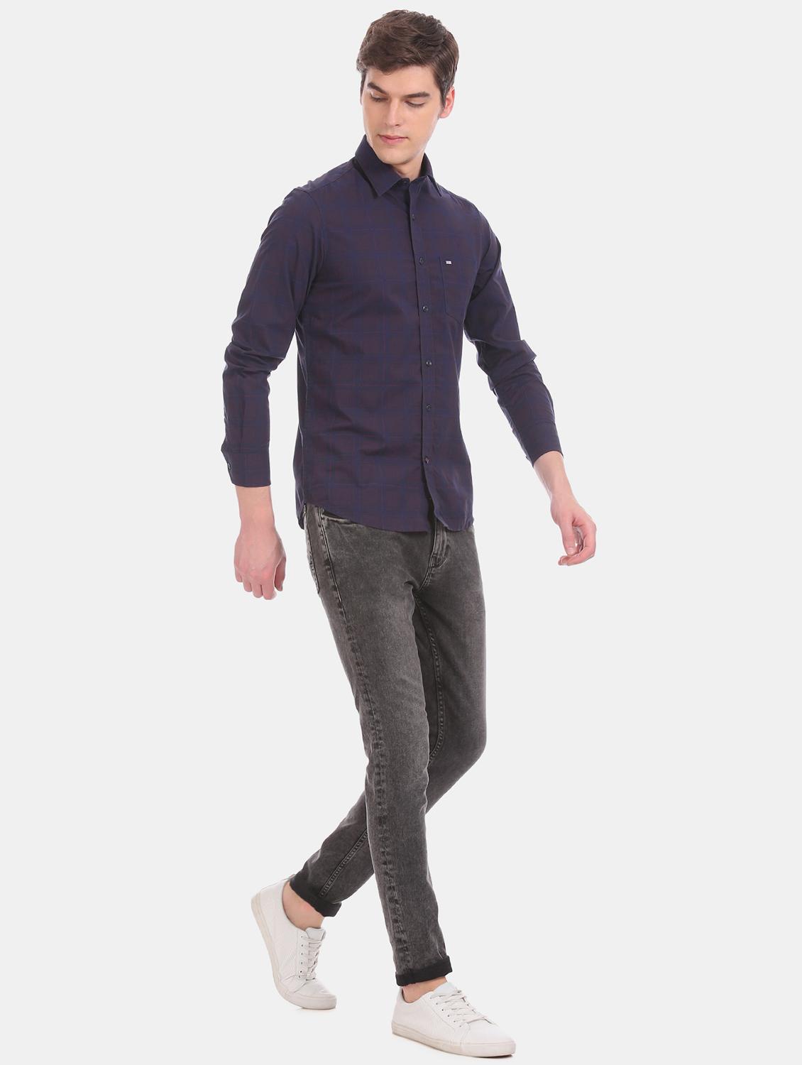 purple checkered casual shirt - 17617182 - Zoom Image - 4