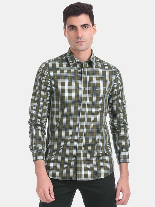 green checkered casual shirt - 17617187 - Standard Image - 1