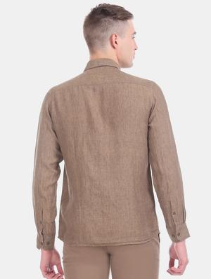 brown solid casual shirt - 17617188 - Standard Image - 3