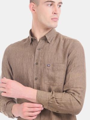 brown solid casual shirt - 17617188 - Standard Image - 6