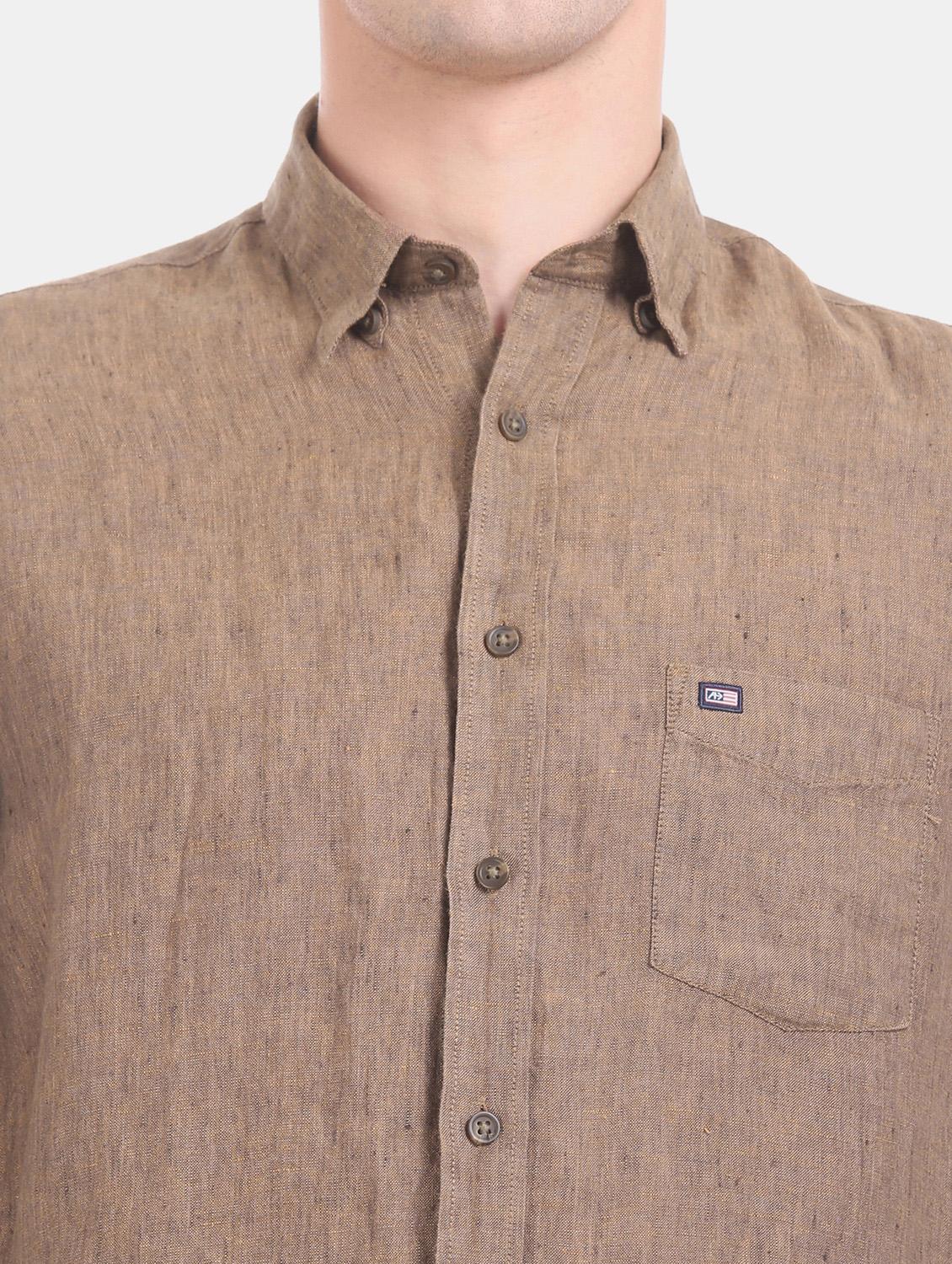 brown solid casual shirt - 17617188 - Zoom Image - 5