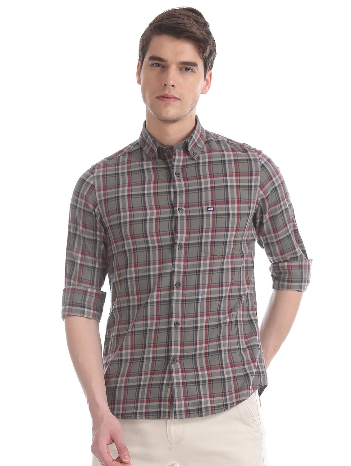grey checkered casual shirt - 17617189 - Zoom Image - 1