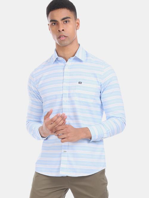 blue striped casual shirt - 17617194 - Standard Image - 1