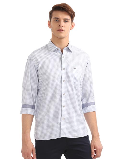 blue checkered casual shirt - 17617196 - Standard Image - 1