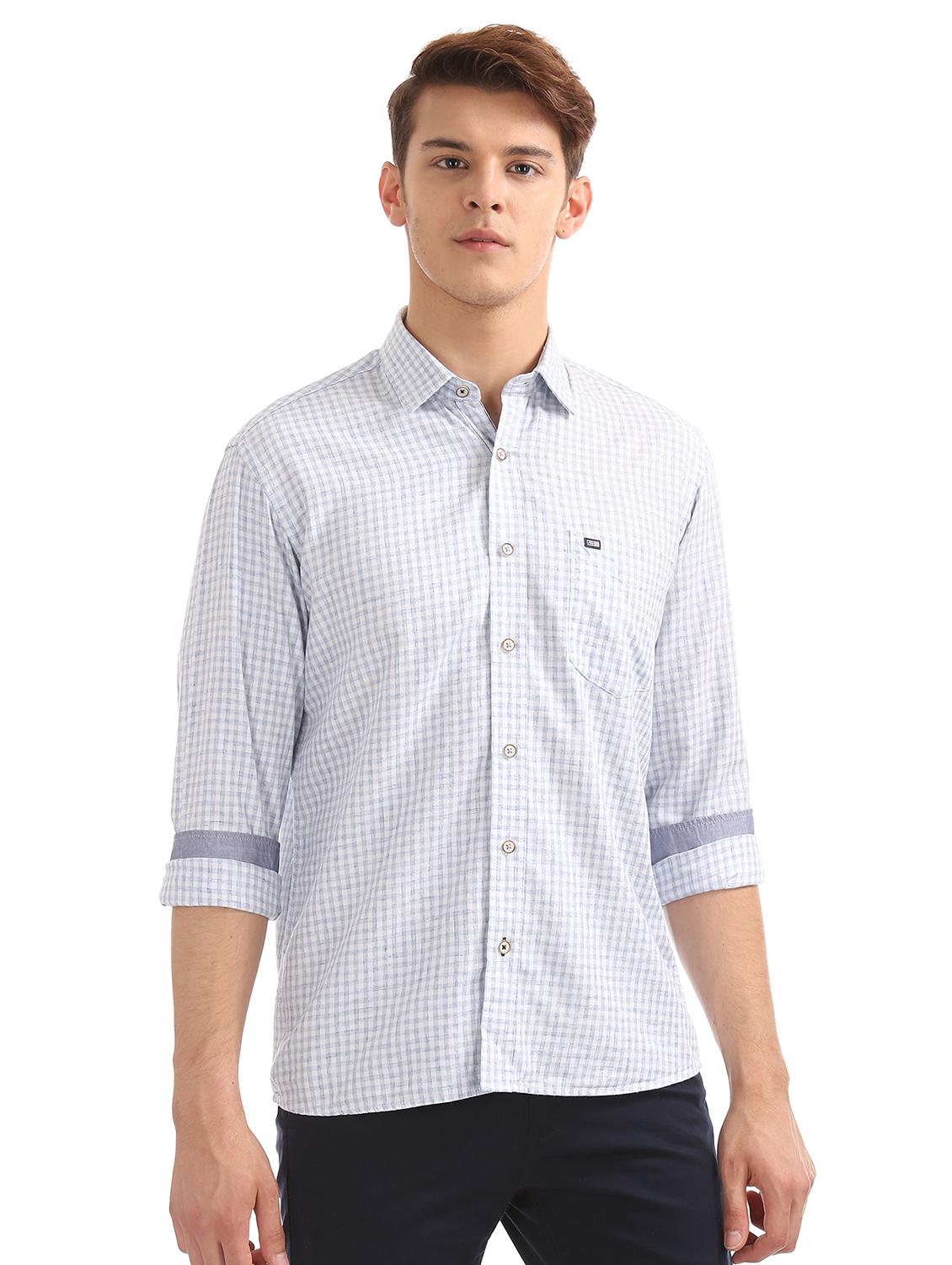 blue checkered casual shirt - 17617196 - Zoom Image - 1