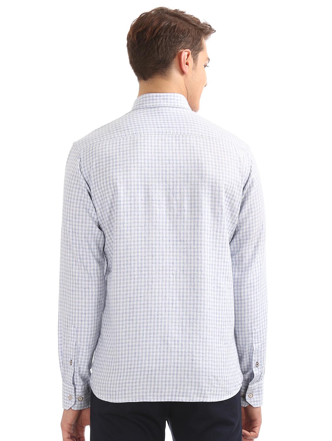 blue checkered casual shirt - 17617196 - Zoom Image - 3