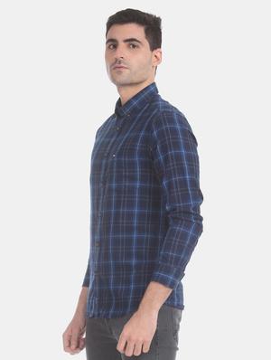 blue checkered casual shirt - 17617201 - Standard Image - 2