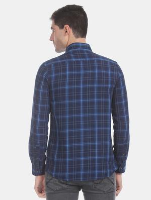 blue checkered casual shirt - 17617201 - Standard Image - 3