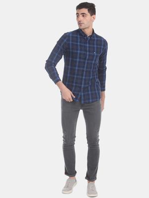 blue checkered casual shirt - 17617201 - Standard Image - 4