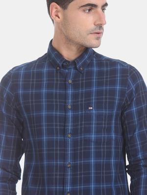 blue checkered casual shirt - 17617201 - Standard Image - 5