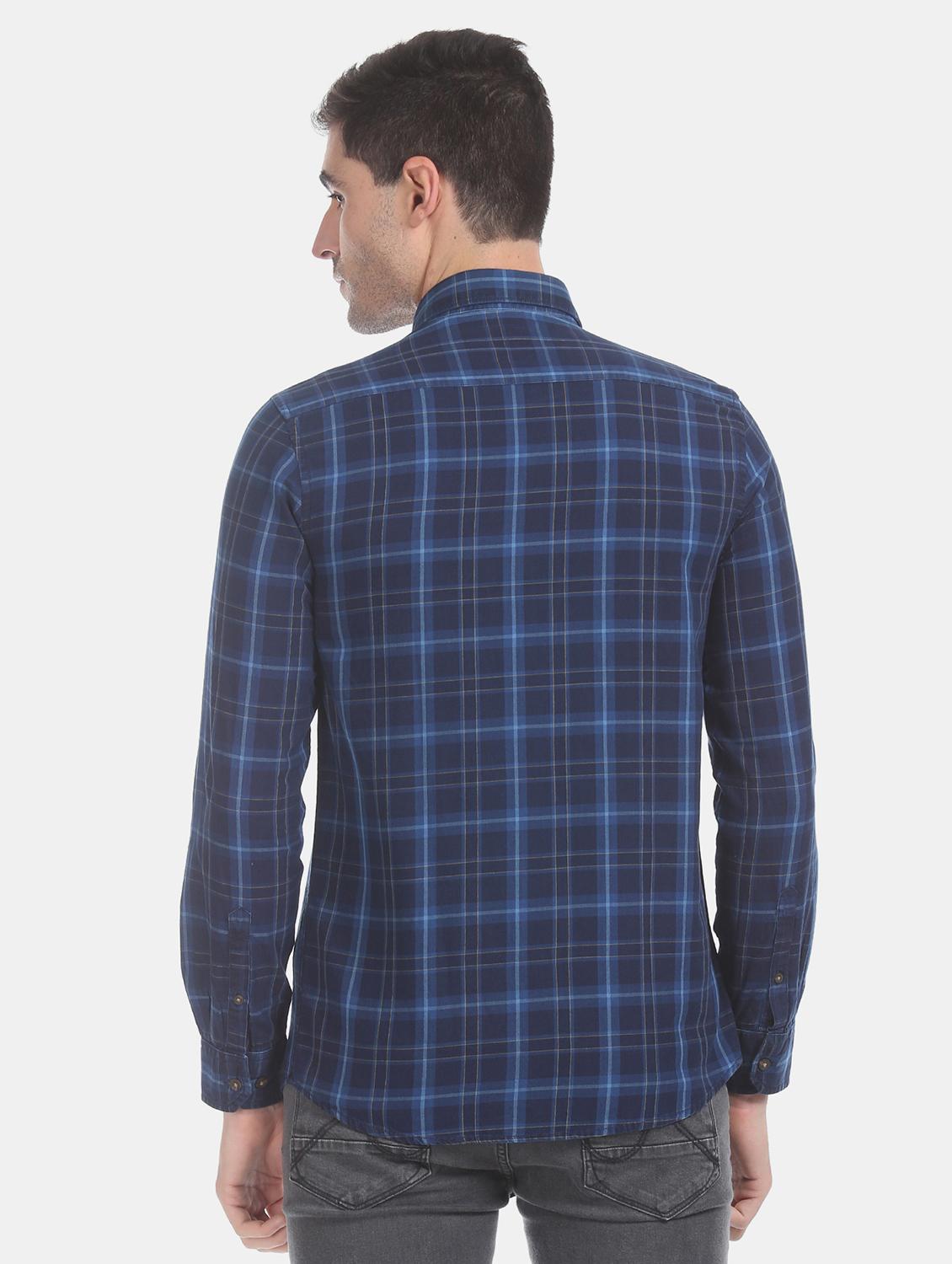 blue checkered casual shirt - 17617201 - Zoom Image - 3