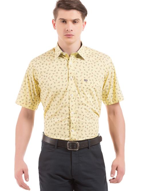 yellow printed formal shirt - 17617204 - Standard Image - 1