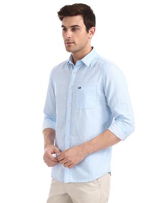 blue solid casual shirt - 17617209 - Standard Image - 2
