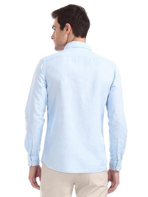 blue solid casual shirt - 17617209 - Standard Image - 3