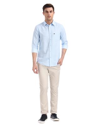 blue solid casual shirt - 17617209 - Standard Image - 4