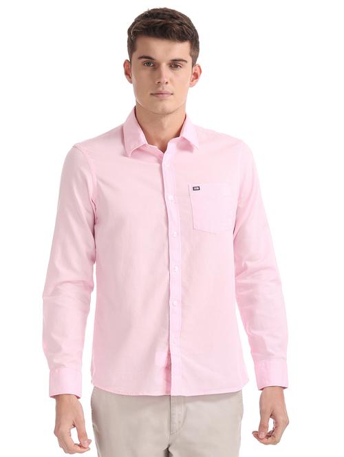 pink solid casual shirt - 17617220 - Standard Image - 1