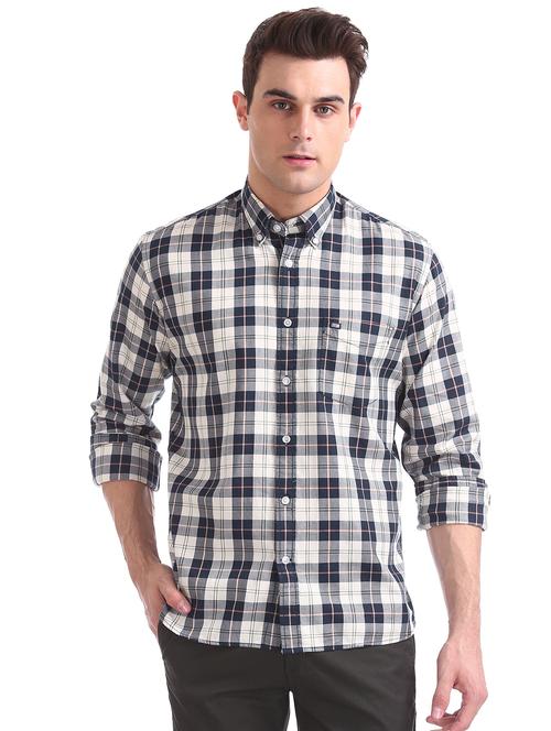blue checkered casual shirt - 17617225 - Standard Image - 1