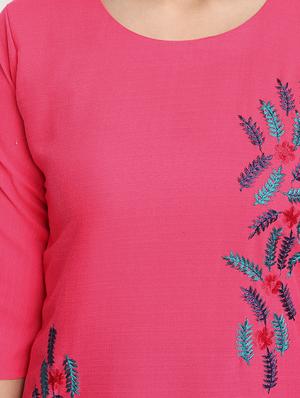 pink cotton blend straight kurta - 17617293 - Standard Image - 4