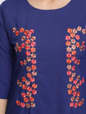 blue cotton blend straight kurta - 17617294 - Standard Image - 4