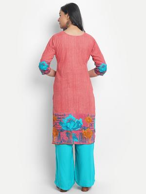 pink cotton straight kurta - 17617298 - Standard Image - 3