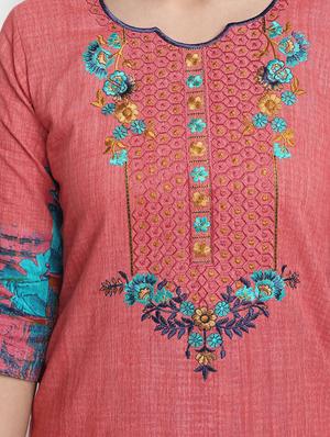 pink cotton straight kurta - 17617298 - Standard Image - 4