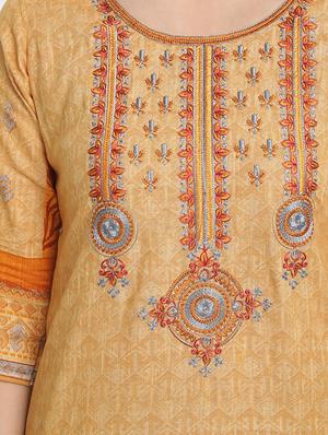 yellow cotton straight kurta - 17617300 - Standard Image - 4