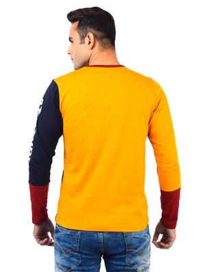 mustard color block cut & sew t-shirt - 17617305 - Standard Image - 3