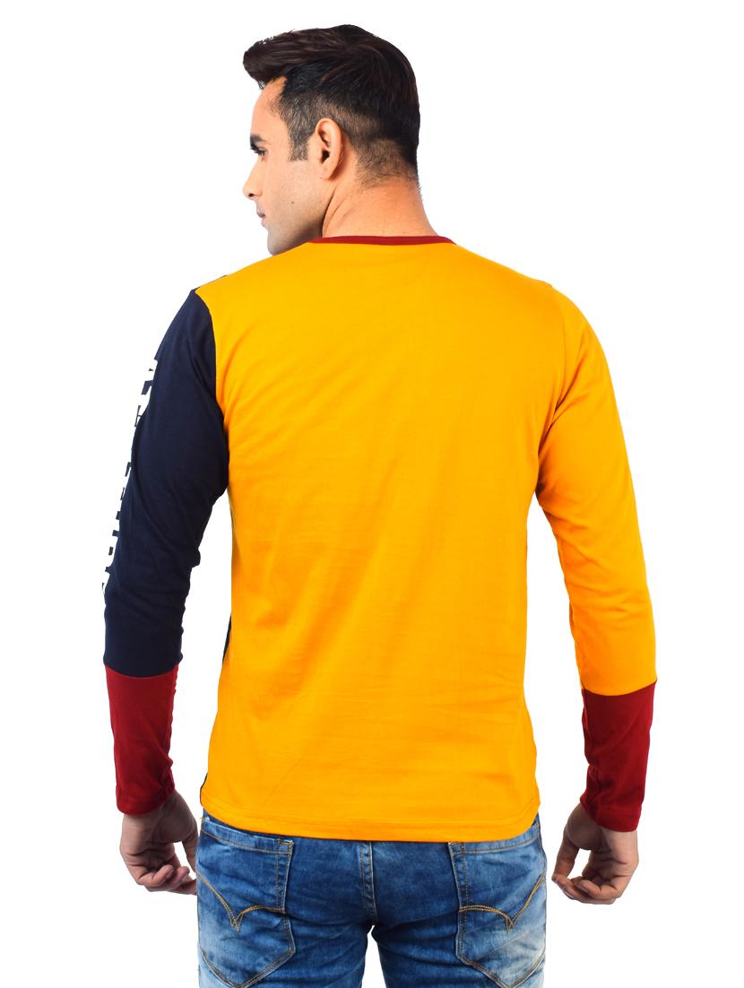 mustard color block cut & sew t-shirt - 17617305 - Zoom Image - 3
